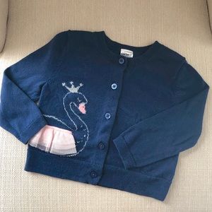 Carter’s Swan Knit Cardigan with Tulle Detail